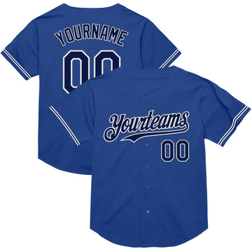 Custom Royal Navy-White Mesh Authentic Throwback Baseball Jersey