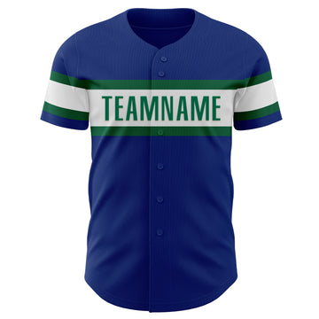 Custom Royal White-Kelly Green Authentic Baseball Jersey