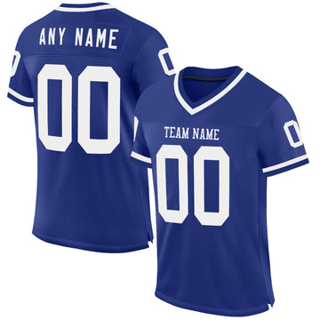 Custom Royal White Mesh Authentic Throwback Football Jersey
