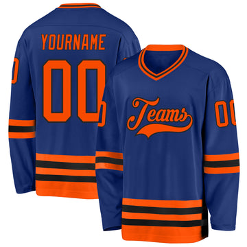 Custom Royal Orange-Black Hockey Jersey