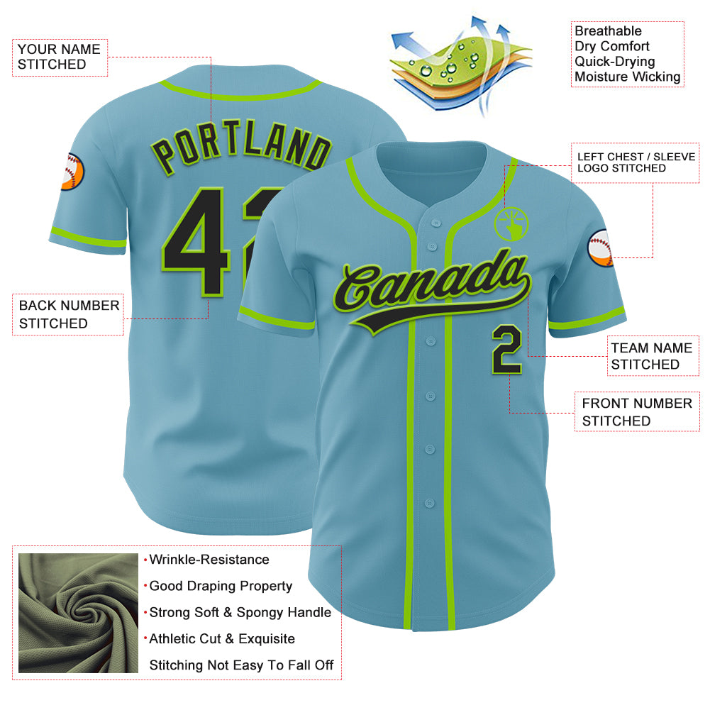 Custom Shadow Blue Black-Neon Green Authentic Baseball Jersey Discount