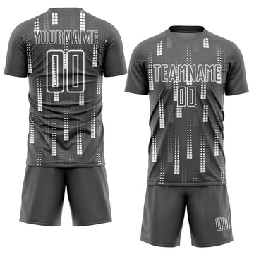 Custom Steel Gray White Geometric Shapes Sublimation Soccer Uniform Jersey