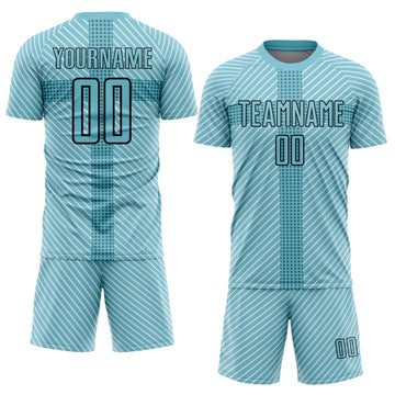 Custom Panther Blue Black Geometric Shapes Sublimation Soccer Uniform Jersey