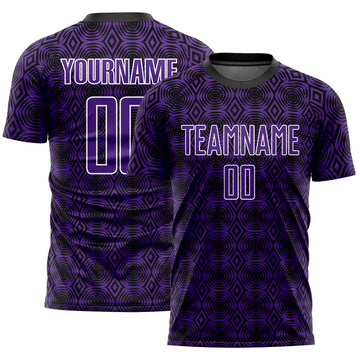Custom Purple Black-White Geometric Shapes Sublimation Soccer Uniform Jersey
