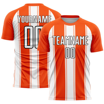 Custom Orange White-Black Line Sublimation Soccer Uniform Jersey