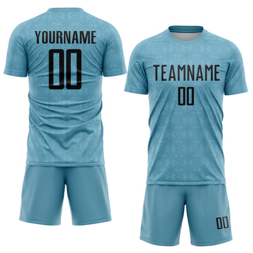 Custom Shadow Blue Black Geometric Shapes Sublimation Soccer Uniform Jersey