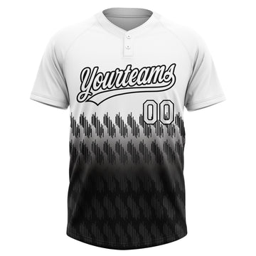 Custom White Black 3D Pattern Lines Two-Button Unisex Softball Jersey