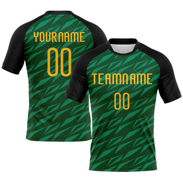 Custom Green Gold-Black Geometric Shape Sublimation Volleyball Uniform Jersey