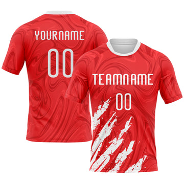 Custom Red White Abstract Fragment Art Sublimation Volleyball Uniform Jersey