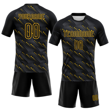 Custom Black Gold Geometric Shape Sublimation Volleyball Uniform Jersey