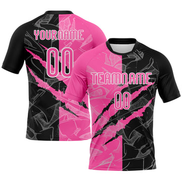 Custom Graffiti Pattern Pink-Black Scratch Sublimation Volleyball Uniform Jersey