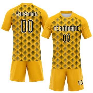 Custom Gold Black-White Geometric Shape Sublimation Volleyball Uniform Jersey