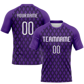 Custom Purple White-Black Geometric Shape Sublimation Volleyball Uniform Jersey