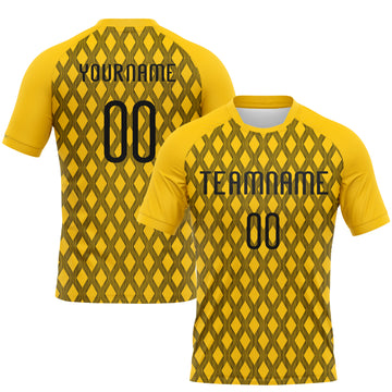 Custom Yellow Black-White Geometric Shape Sublimation Volleyball Uniform Jersey