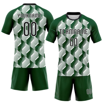 Custom Green Black-White Geometric Shape Sublimation Volleyball Uniform Jersey