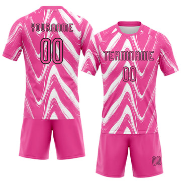 Custom Pink Black-White Fluid Sublimation Volleyball Uniform Jersey