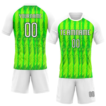 Custom Neon Green White-Black Geometric Shape Sublimation Volleyball Uniform Jersey