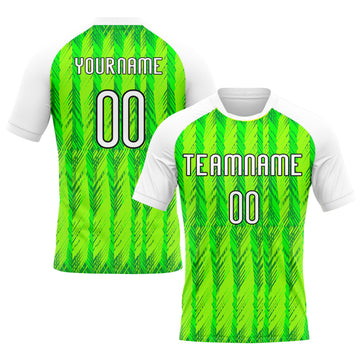 Custom Neon Green White-Black Geometric Shape Sublimation Volleyball Uniform Jersey