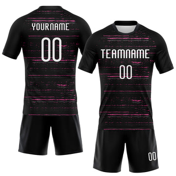 Custom Black White-Pink Bright Lines Sublimation Volleyball Uniform Jersey