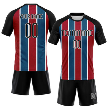 Custom Black Red-Royal Lines Sublimation Volleyball Uniform Jersey