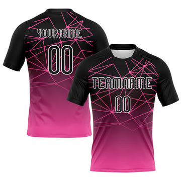 Custom Pink Black-White Abstract Network Sublimation Volleyball Uniform Jersey