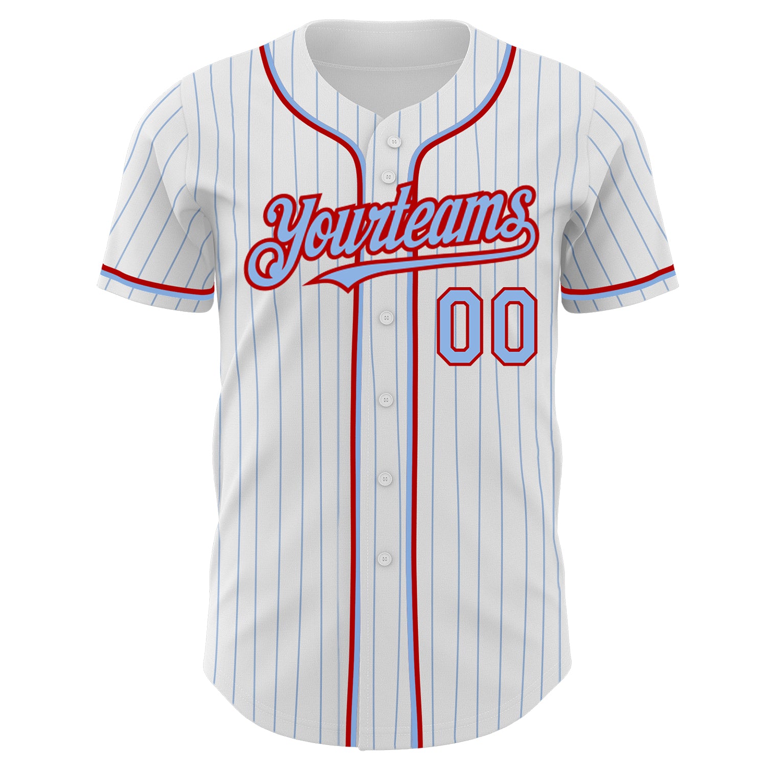 Custom Red Light Blue-White Authentic Baseball Jersey