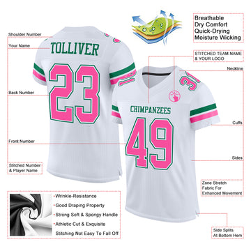 Front LIGHT PINK WHITE Womens Football Jersey | Zazzle