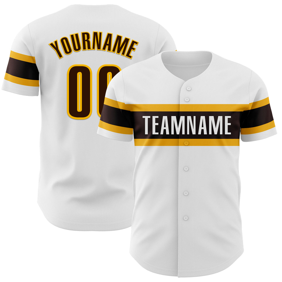 Custom White Brown-Gold Authentic Baseball Jersey Discount