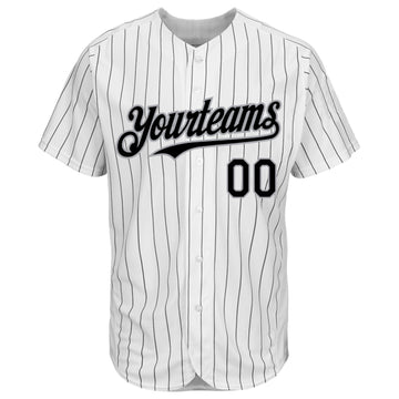 Custom White Black Pinstripe Gray Authentic Baseball Jersey