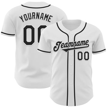 Custom White Black Authentic Baseball Jersey