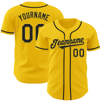 Custom Yellow Black Authentic Baseball Jersey