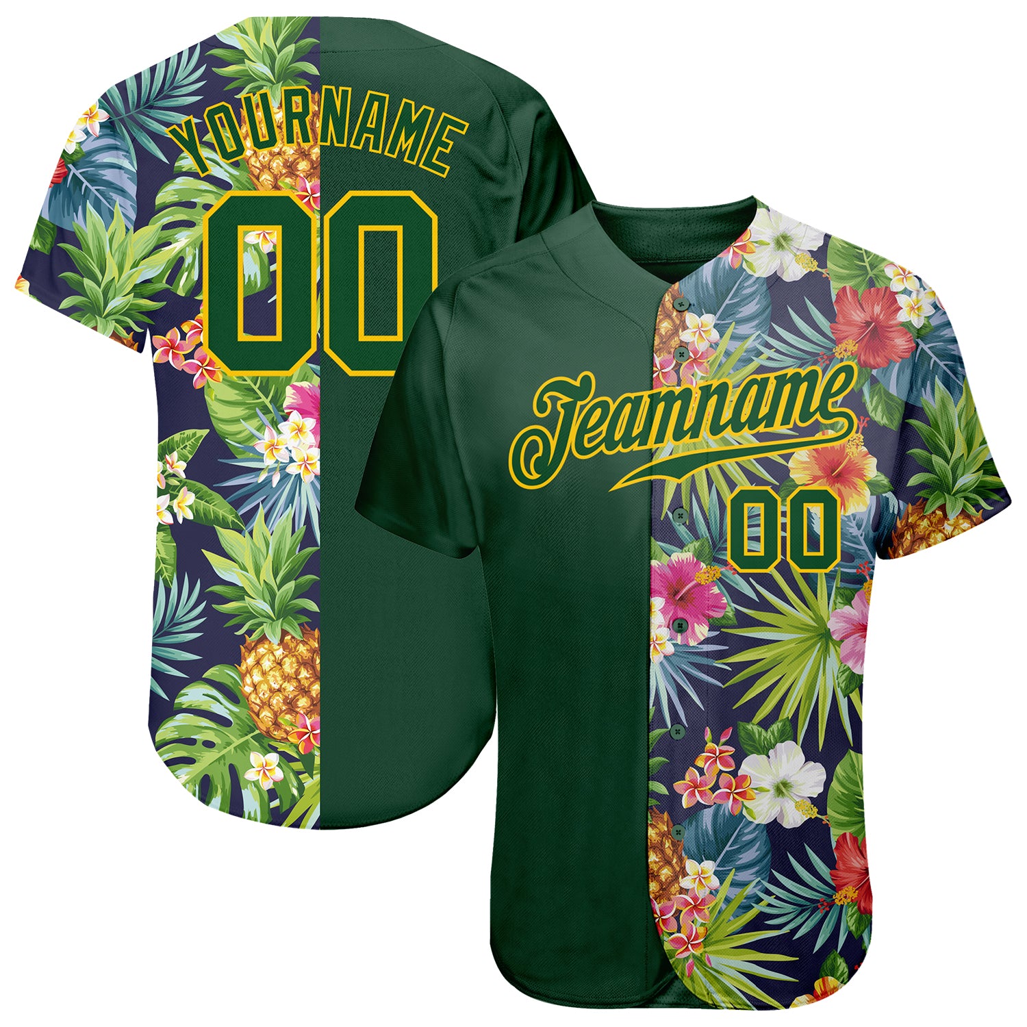 Cheap Custom 3D Pattern Design Tropical Authentic Baseball Jersey