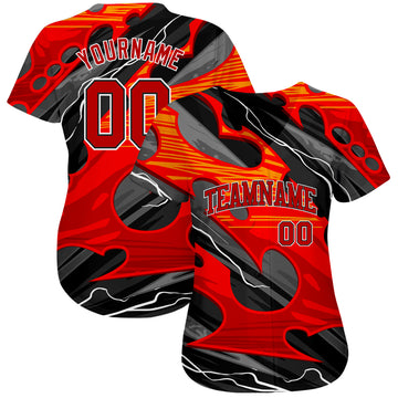 Custom Red Red-Gold 3D Pattern Design Flame Authentic Baseball Jersey Fast  Shipping – FiitgCustom