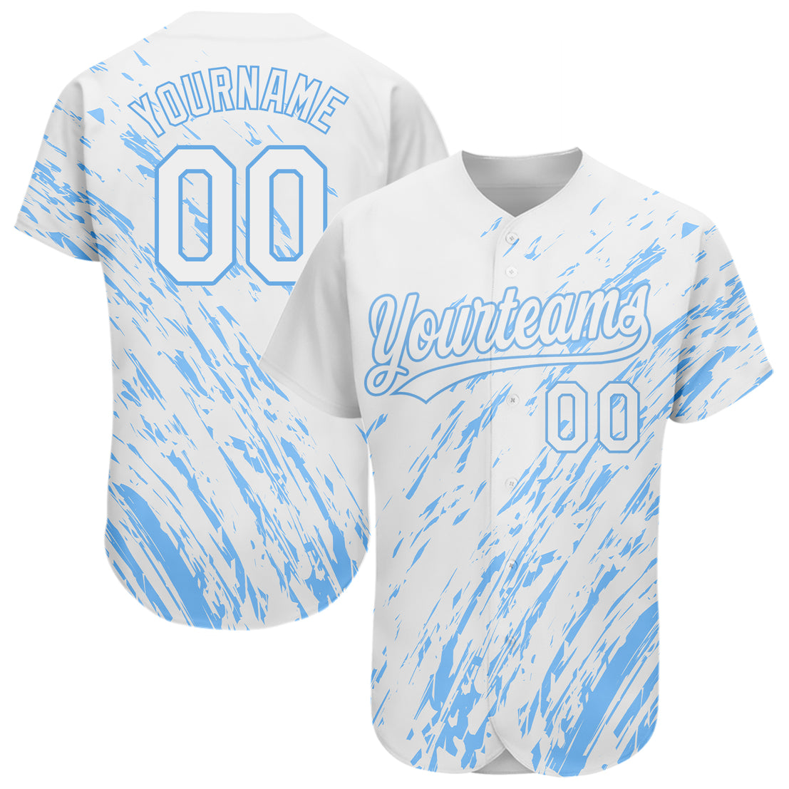 Custom Baseball Jersey Pink Light Blue-White 3D Pattern Design Authentic Men's Size:3XL