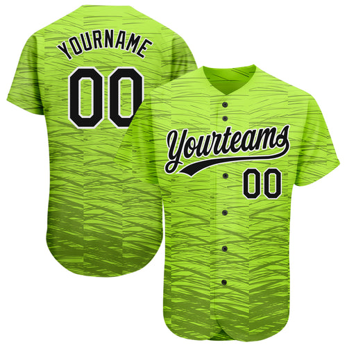 Cheap Custom Black Neon Green-White 3D Pattern Design Authentic Baseball  Jersey Free Shipping – CustomJerseysPro