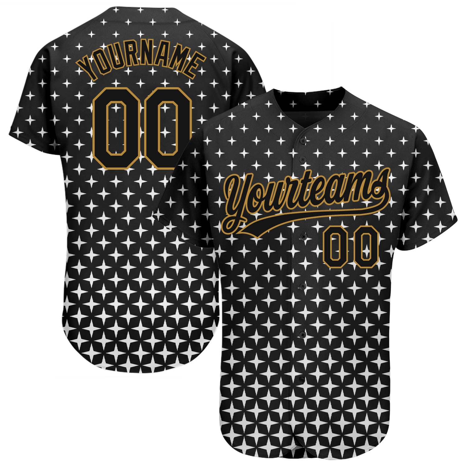 Custom Black Black-Old Gold Authentic Baseball Jersey