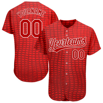 Custom Red Red-Gold 3D Pattern Design Flame Authentic Baseball