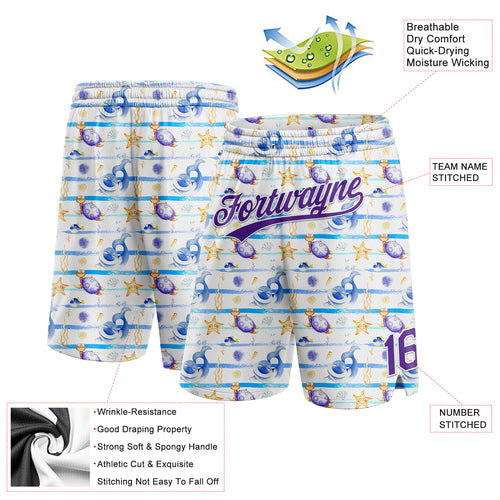 Cheap Custom Teal White-Purple Authentic Basketball Shorts Free Shipping –  CustomJerseysPro