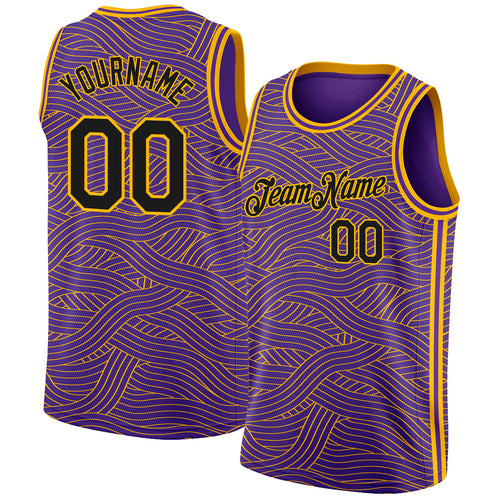 Cheap Custom Purple Black-Gold Authentic City Edition Basketball