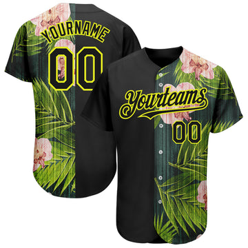 Pittsburgh Pirates Yellow Flower Green Palm Leaf Tropical 3D Hawaiian Shirt