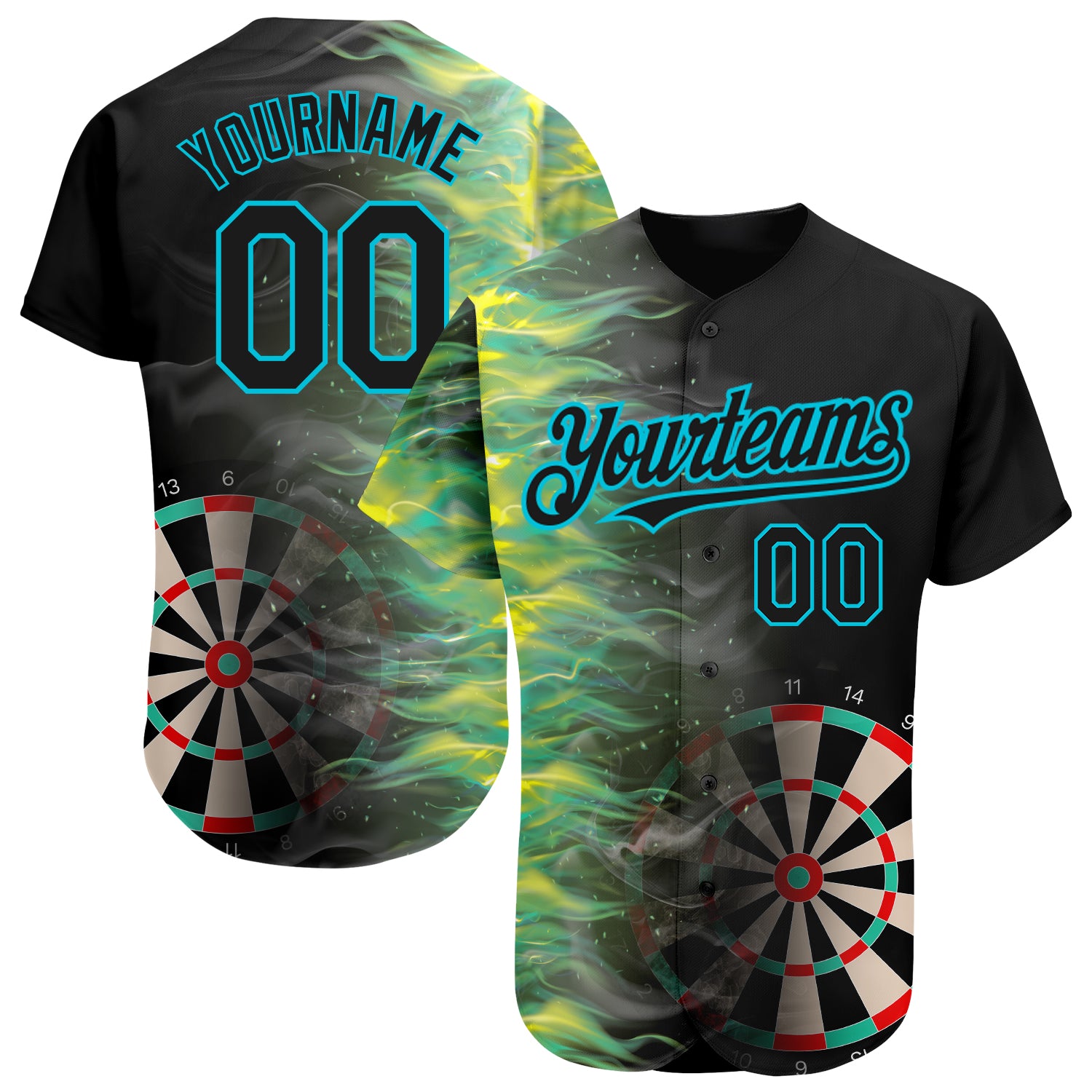 Custom Black Lakes Blue 3D Pattern Design Fiery Dart Board Authentic  Baseball Jersey Discount