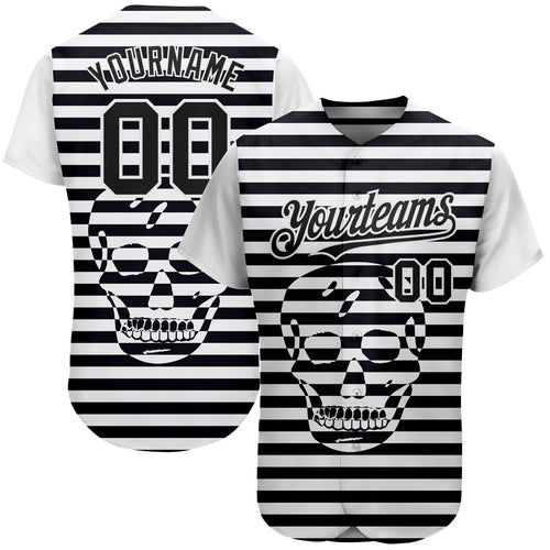 Cheap Custom Black White-Red Authentic Skull Fashion Baseball Jersey Free  Shipping – CustomJerseysPro