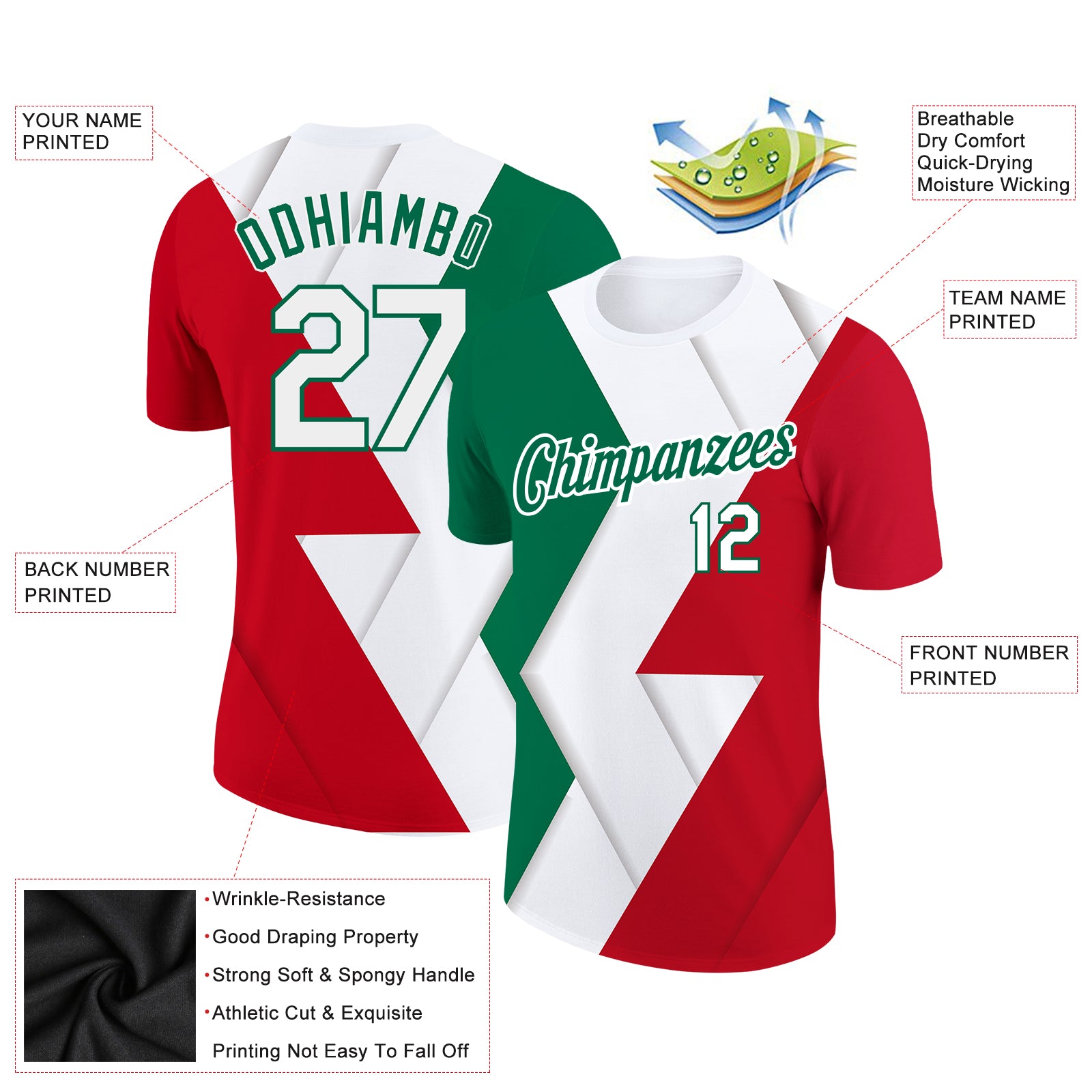 Cheap Custom Kelly Green Red-White 3D Mexico Authentic Baseball