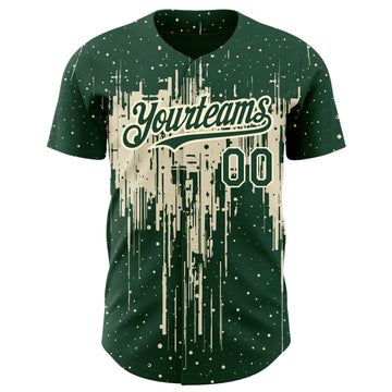 Custom Green Cream 3D Pattern Design Dripping Splatter Art Authentic Baseball Jersey