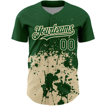 Custom Green City Cream 3D Pattern Design Abstract Splash Grunge Art Authentic Baseball Jersey