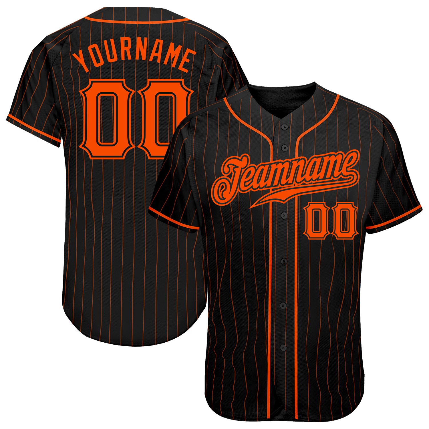 Custom Black Orange Pinstripe Orange-Black Authentic Baseball Jersey  Discount