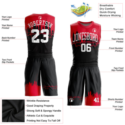 Cheap Custom Red Black-White Round Neck Sublimation Basketball Suit Jersey  Free Shipping – CustomJerseysPro