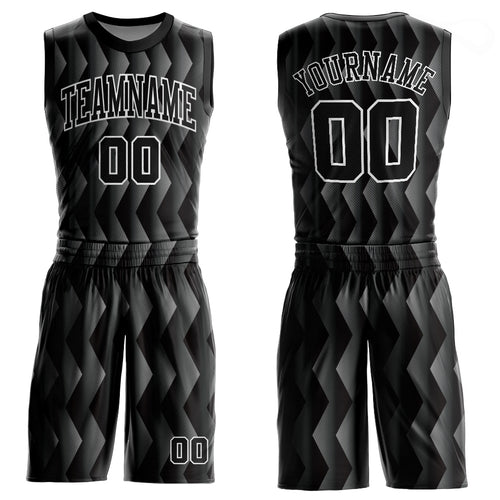 Cheap Custom Black White-Gray Round Neck Sublimation Basketball Suit Jersey  Free Shipping – CustomJerseysPro