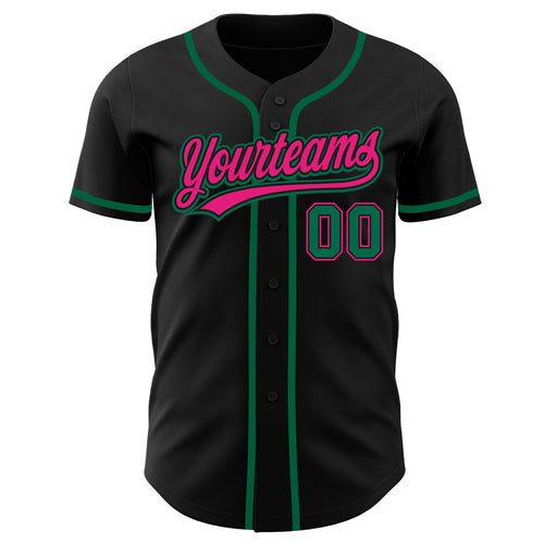 Custom Grass Green Pink-Black Authentic Gradient Fashion Baseball