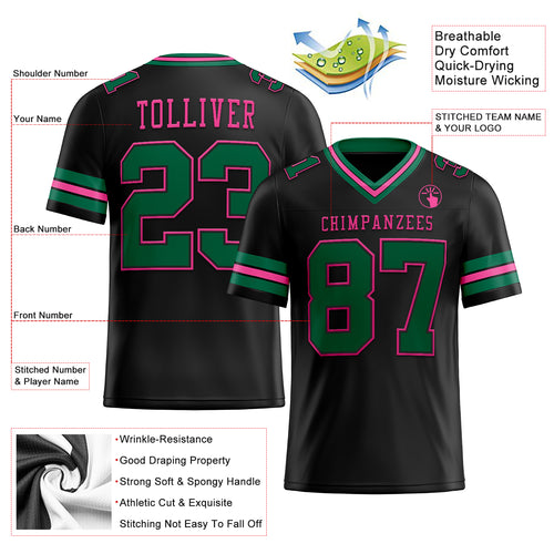 Cheap Custom White Pink-Kelly Green Mesh Authentic Football Jersey